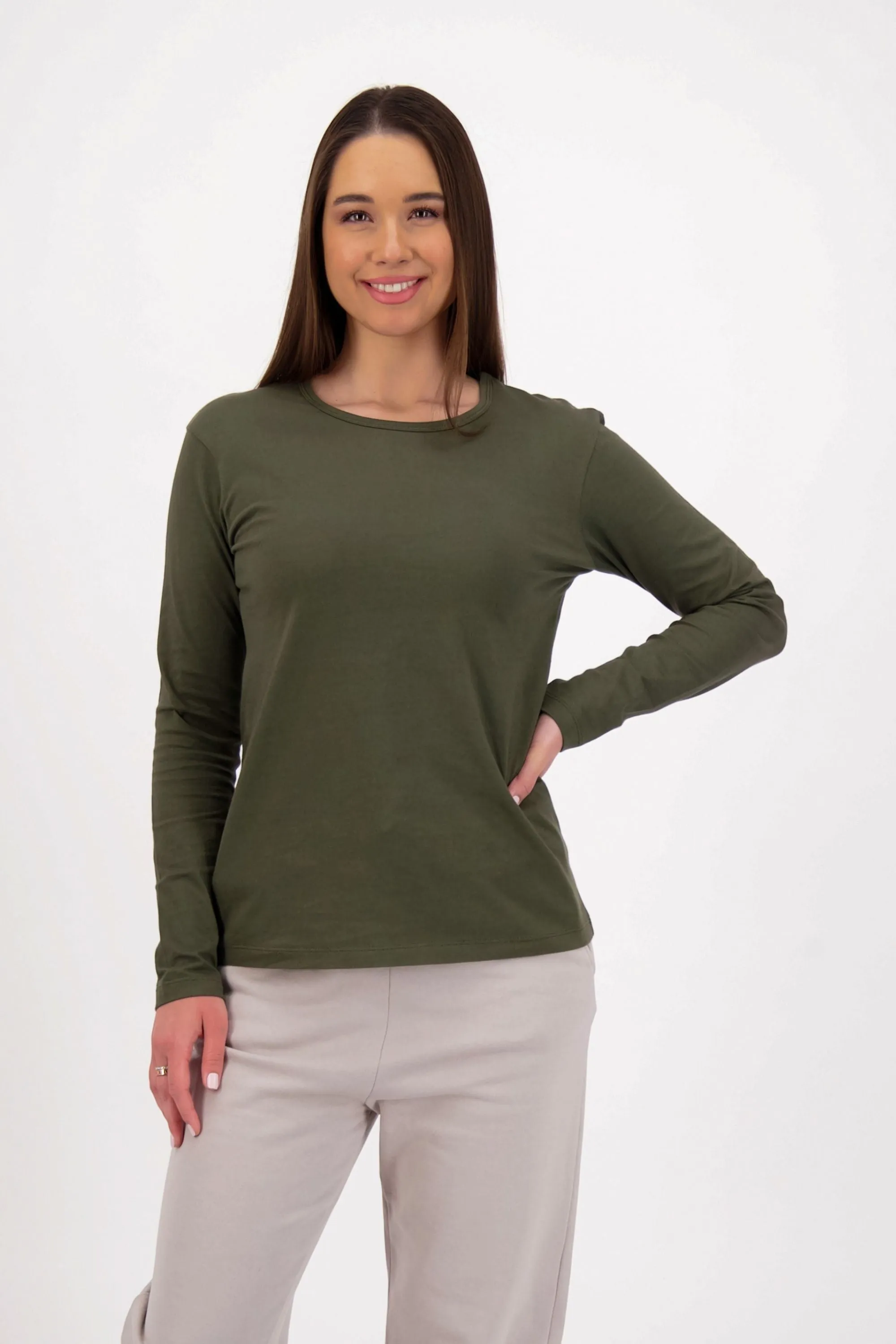 6-Pack Women's Long Sleeve White-Black-Olive | Organic Cotton, Sustainable & Super Soft