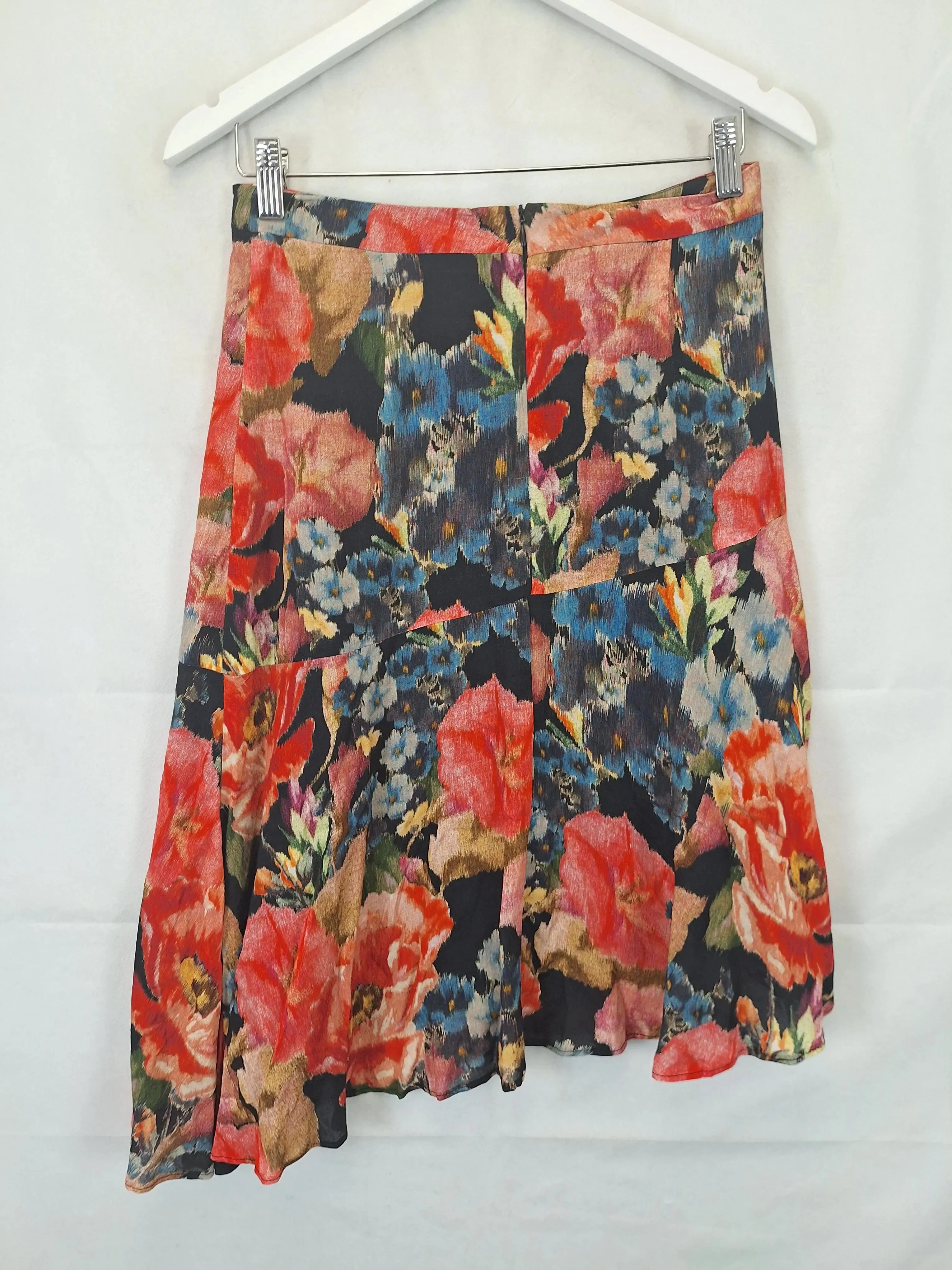 Alannah Hill Chic Floral Asymmetric Midi Skirt Size 8