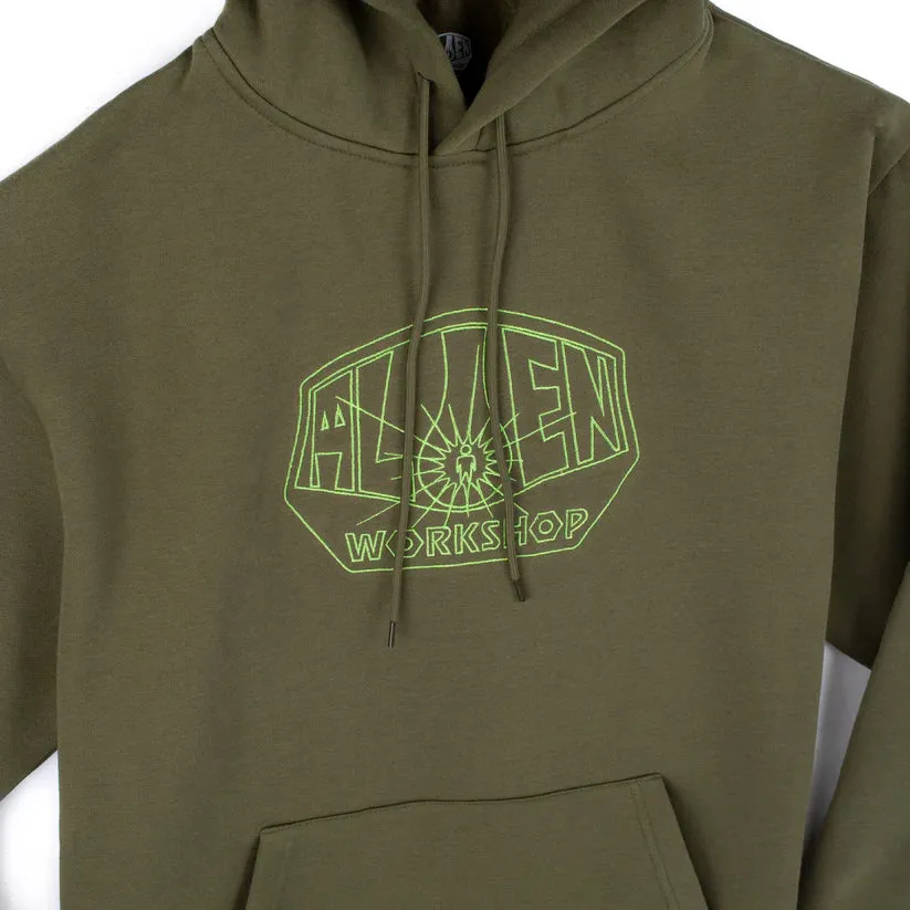 Alien Workshop OG Logo Lines Embroidered Hoodie, Olive