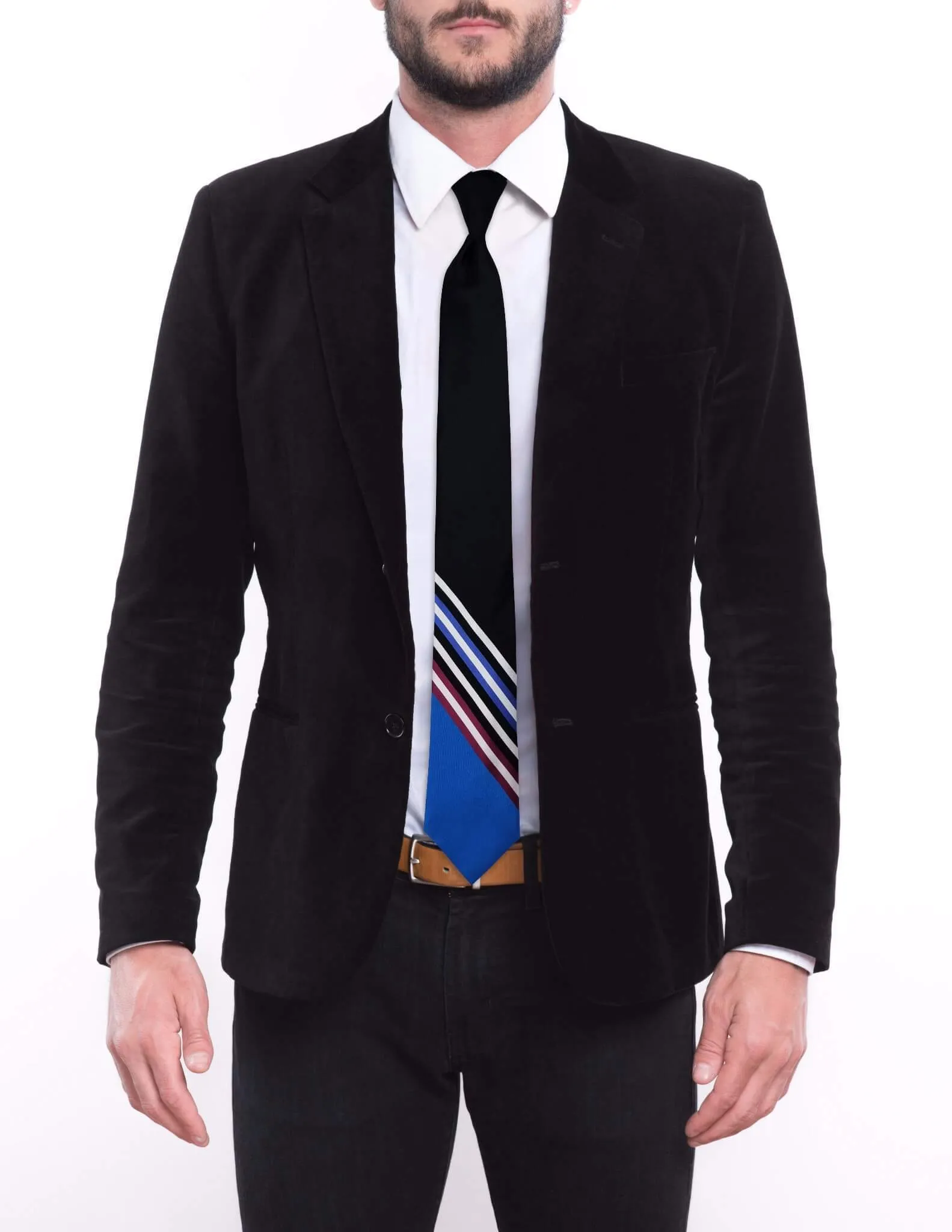 Black with Multi-Stripe Bottom Skinny Tie