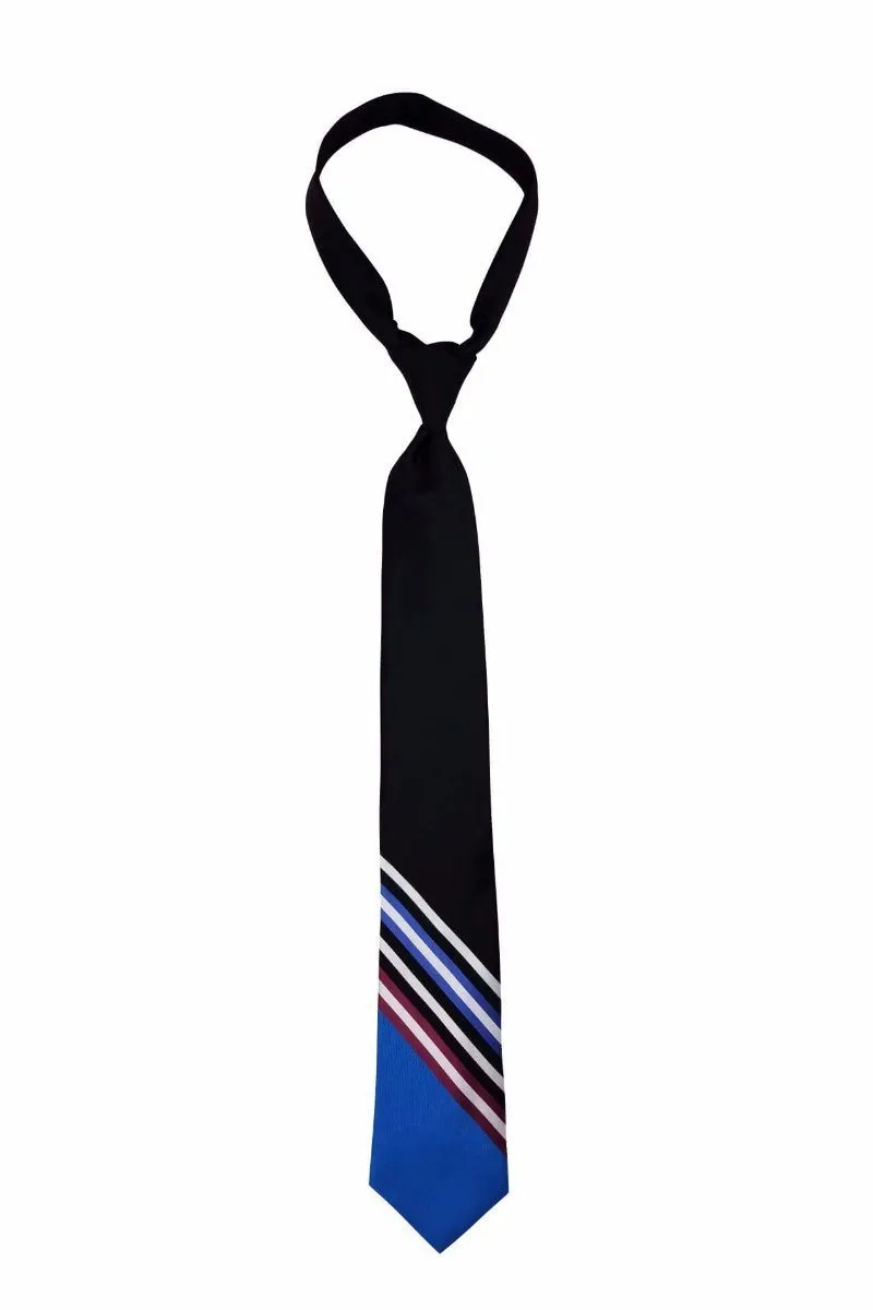 Black with Multi-Stripe Bottom Skinny Tie