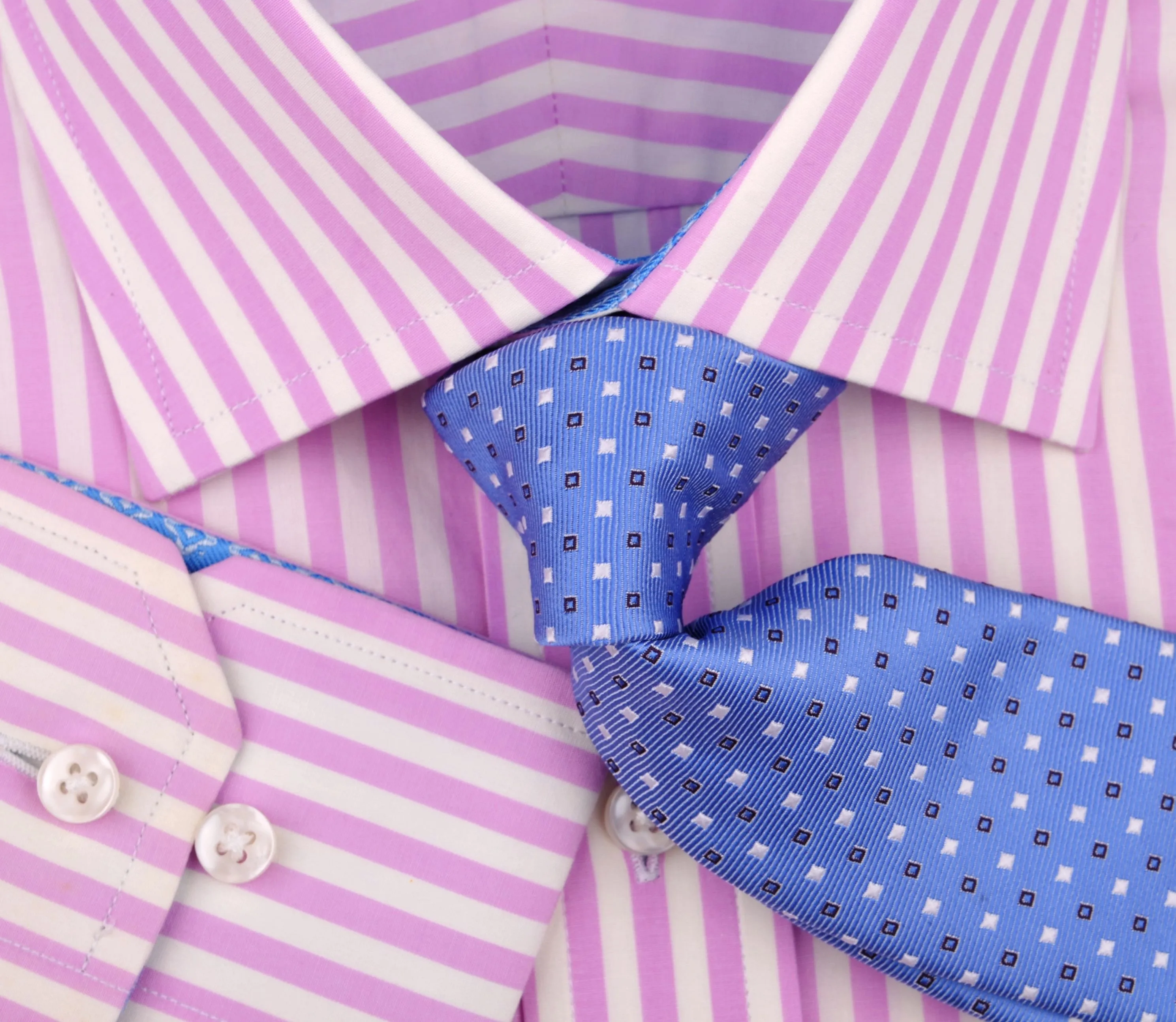 Bright Pink Striped Dress Shirt Formal Business Luxury Blue Diamond Star Apparel