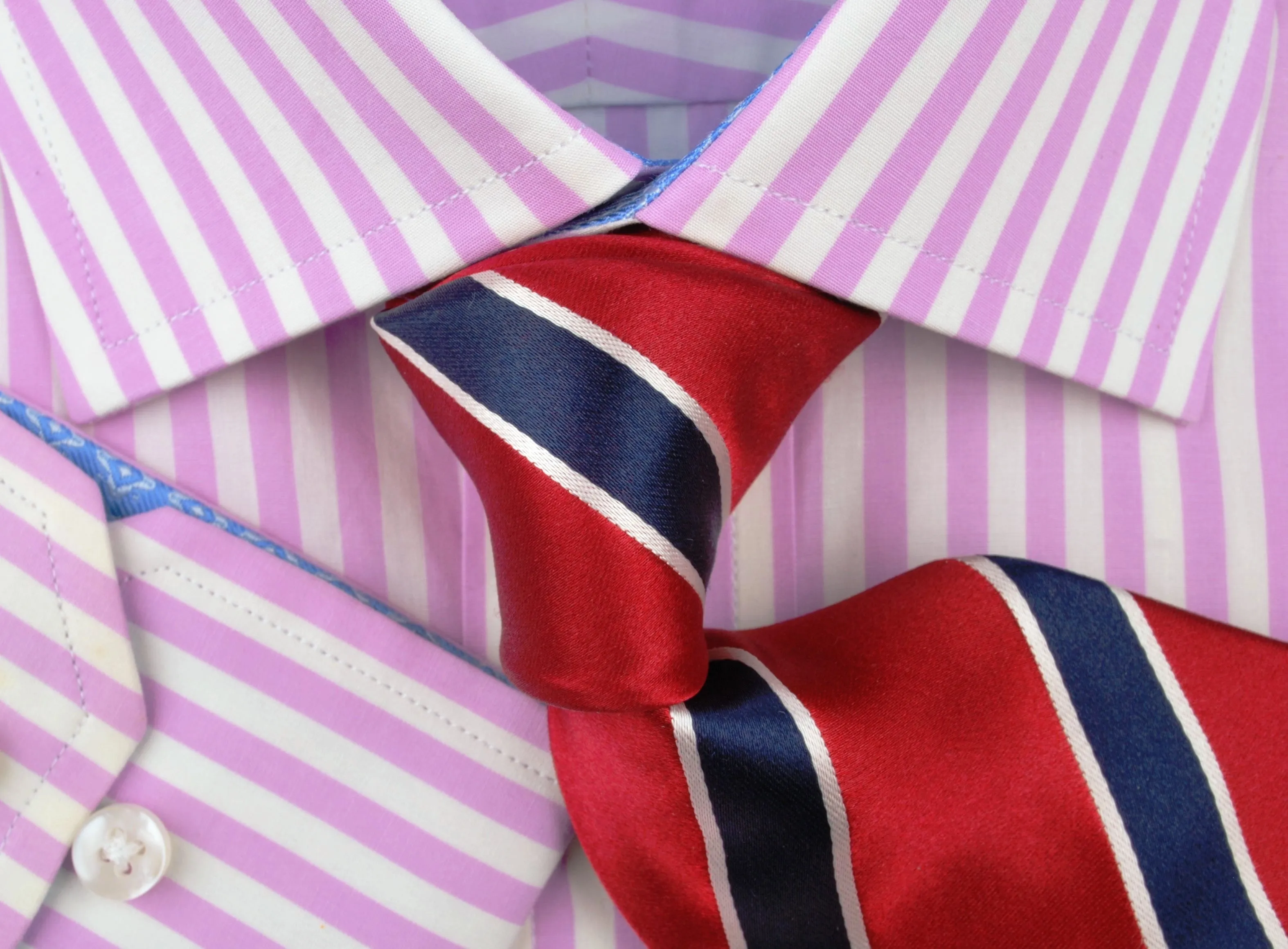 Bright Pink Striped Dress Shirt Formal Business Luxury Blue Diamond Star Apparel