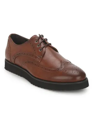 Brown PU Longwing Blucher Men Lace-Up Shoes