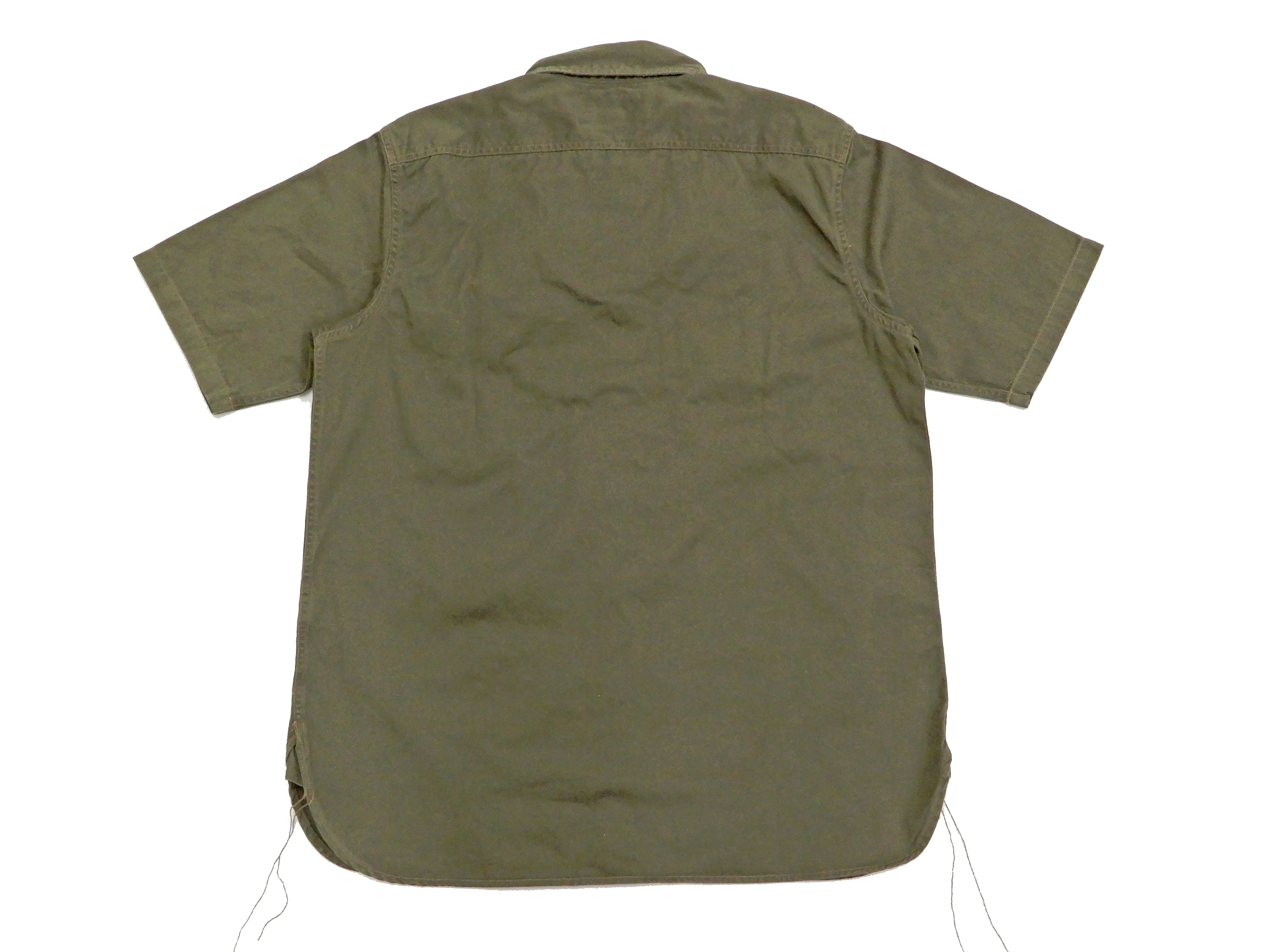 Buzz Rickson Men's Short Sleeve Plain Button Up Shirt HBT Military Style BR38401 Olive