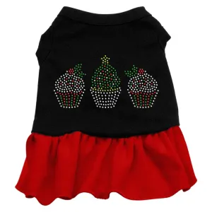 Christmas Cupcakes Rhinestone Dress Black with Red Med (12)