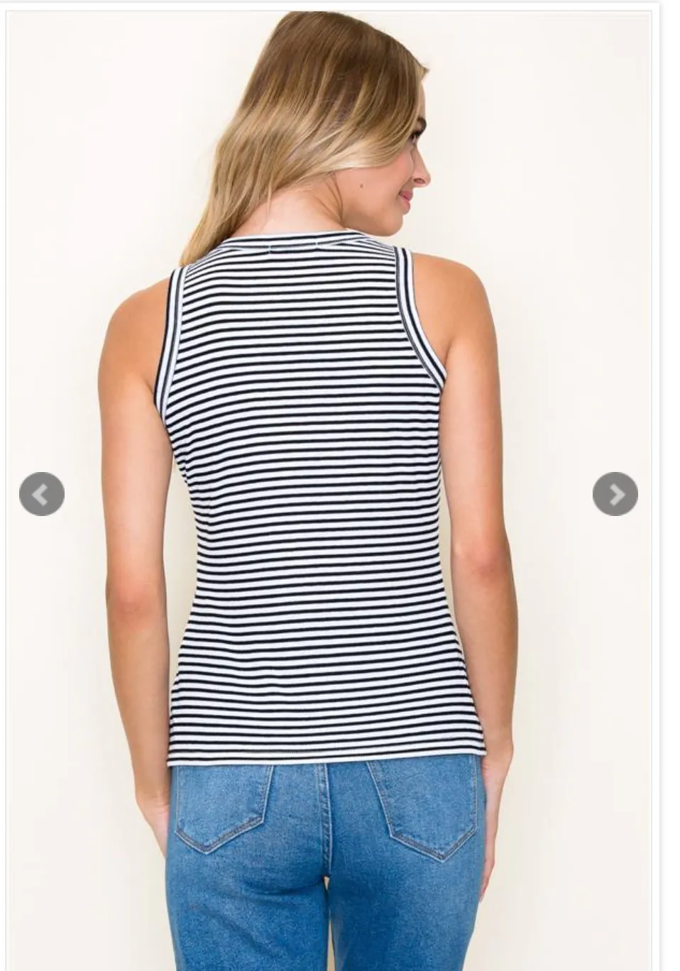 Classic Black & White Ribbed Stripe Tank Top