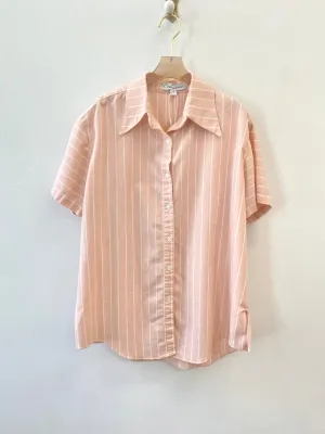 Classic Collar Button Up in Pink Stripe