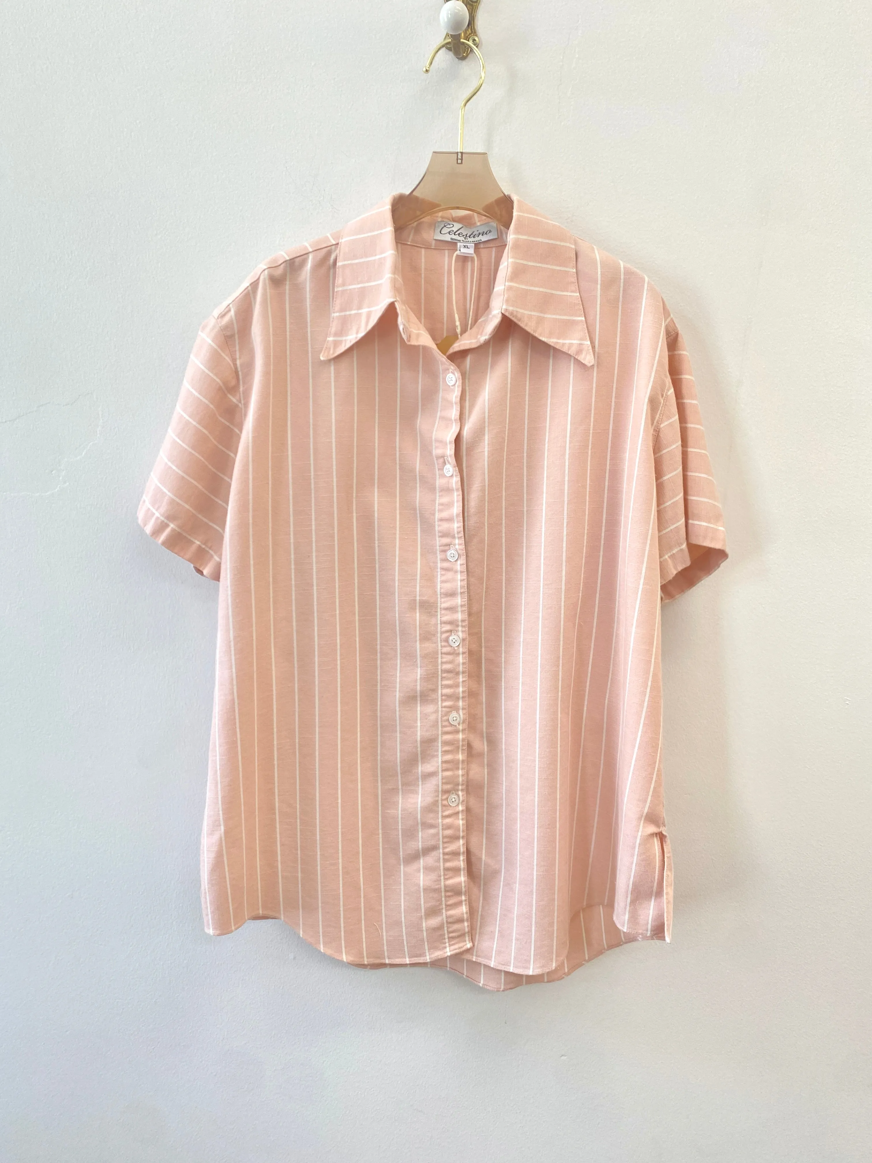 Classic Collar Button Up in Pink Stripe