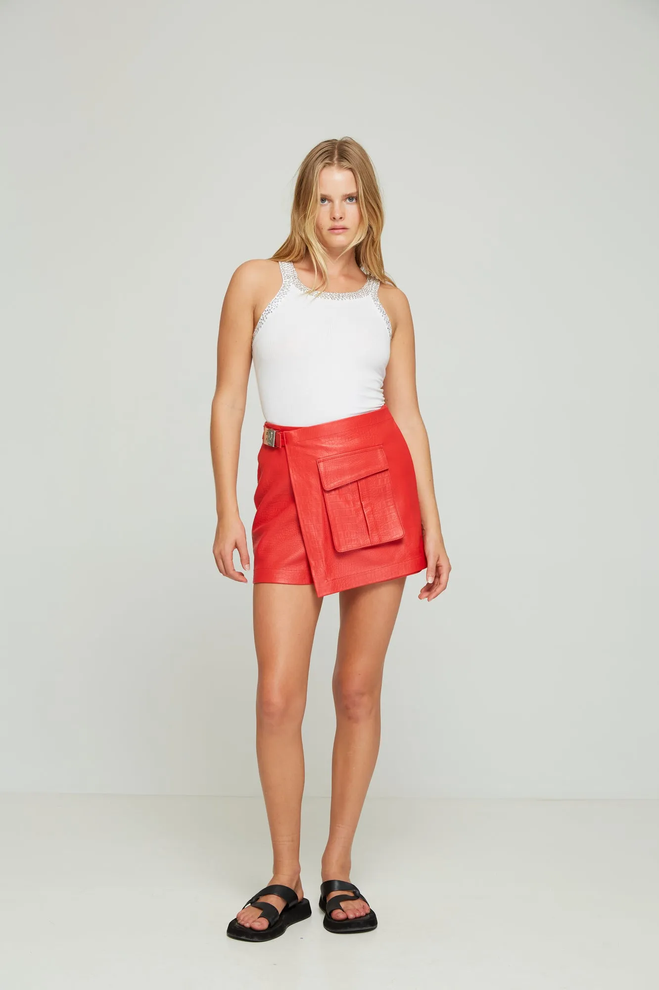 Croc Leather Skort