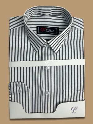 Dark Grey Lines Formal Dress Shirt For Men AN MFS111