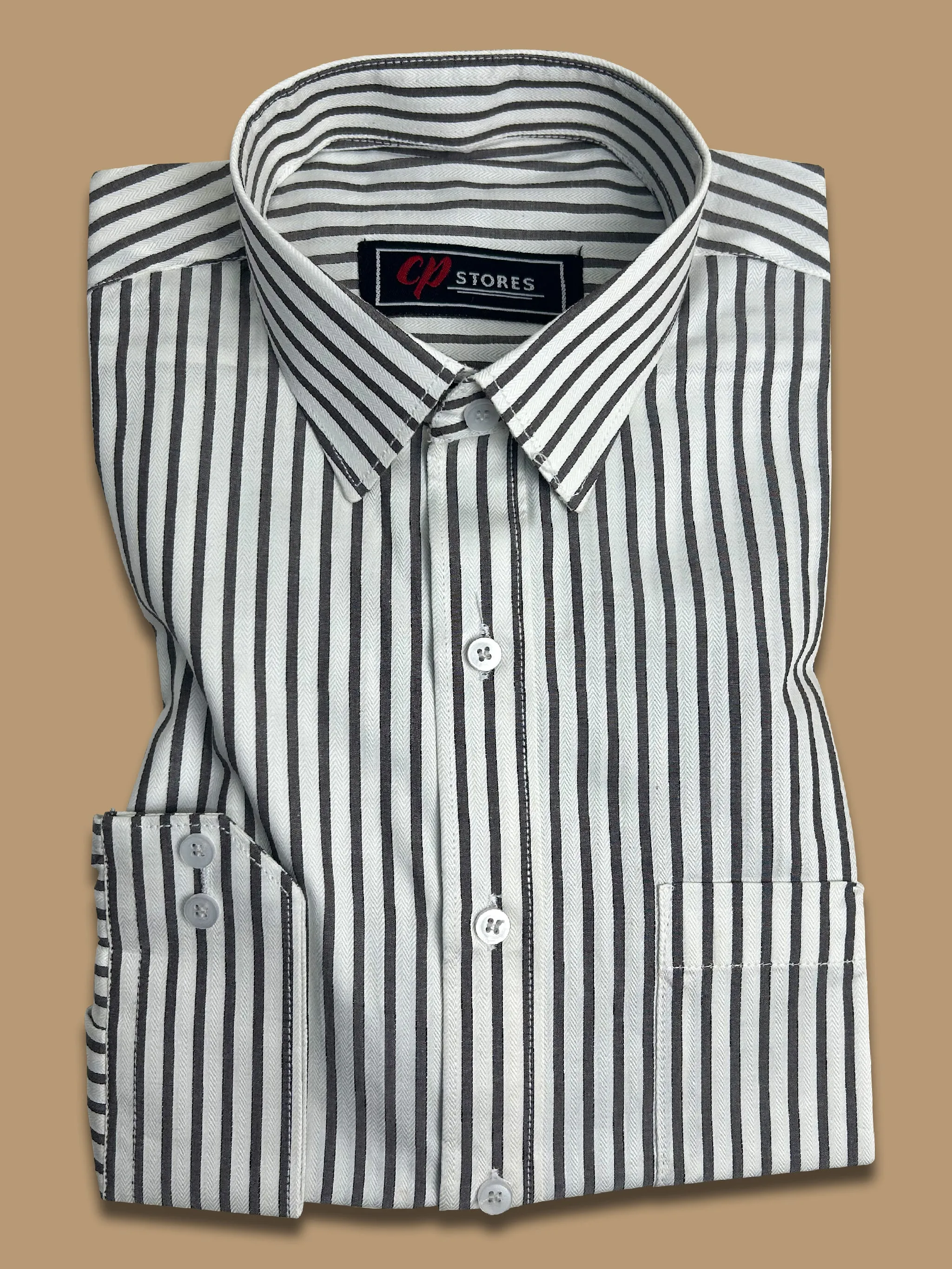 Dark Grey Lines Formal Dress Shirt For Men AN MFS111