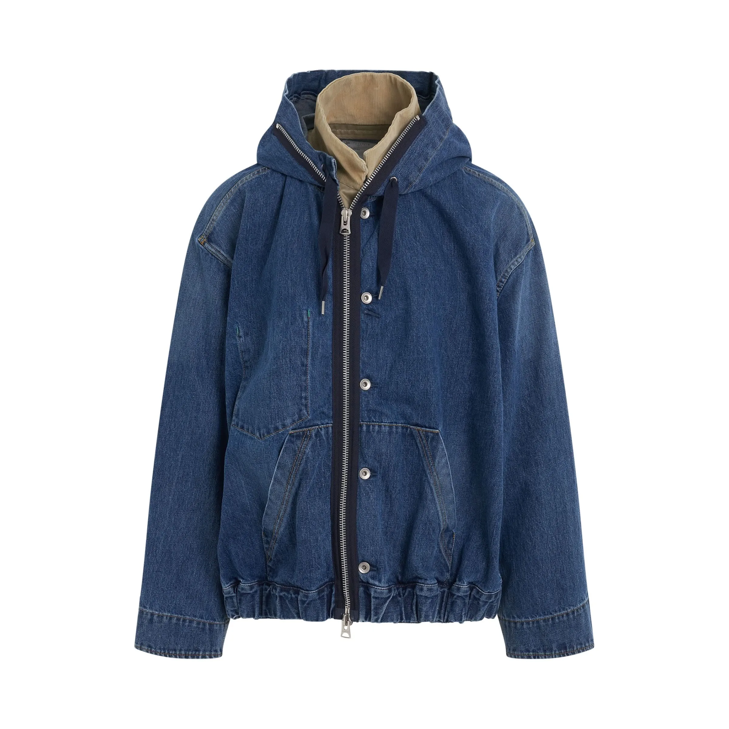 Denim Hooded Jacket in Blue