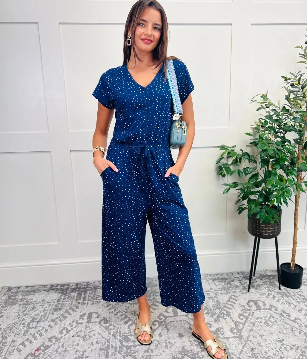 Ex Seasalt Navy Speckle Spot Maritime Jumpsuit