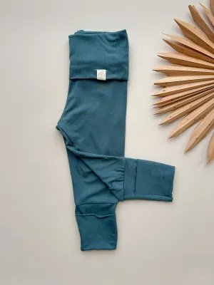 Fold-Over Footie Bamboo Leggings | Dark Teal