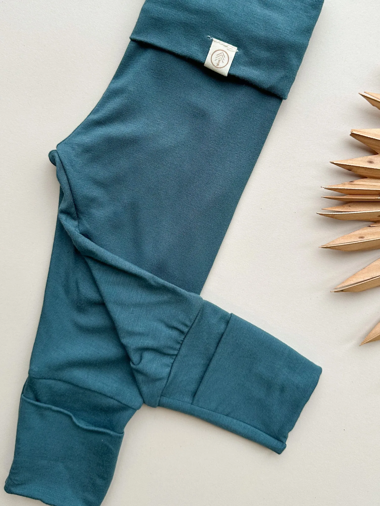 Fold-Over Footie Bamboo Leggings | Dark Teal