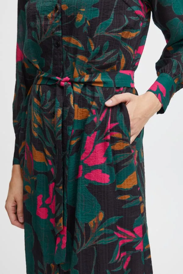 Fransa Midi Shirt Dress Multi