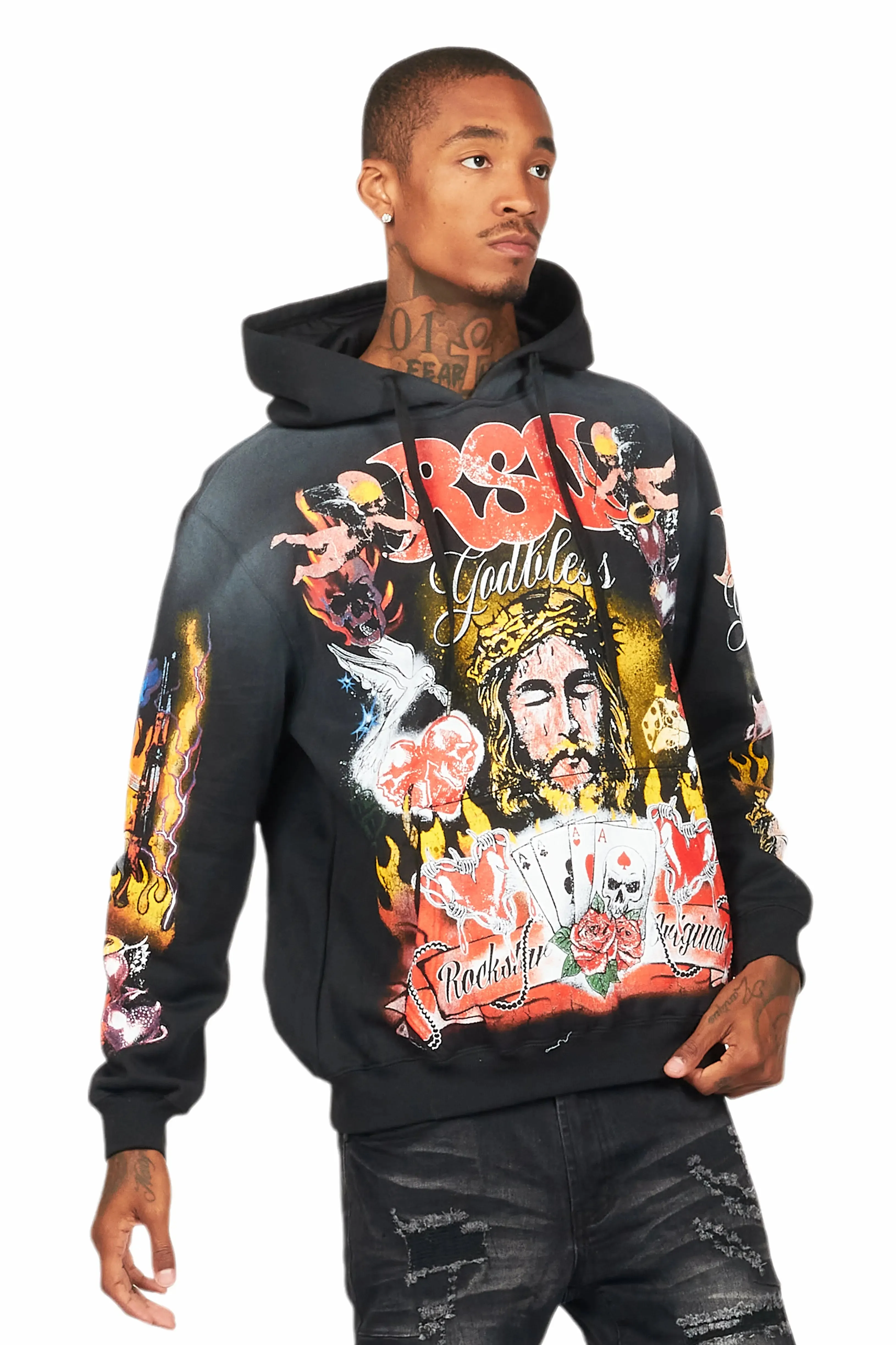 Germain Black Graphic Hoodie