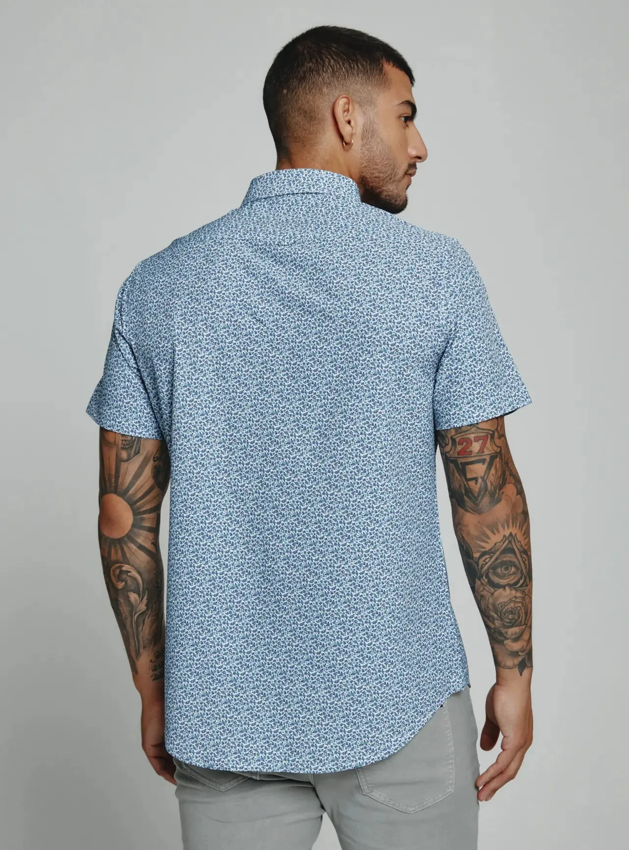 Hartley Short Sleeve Shirt-Light Blue-7 Diamonds