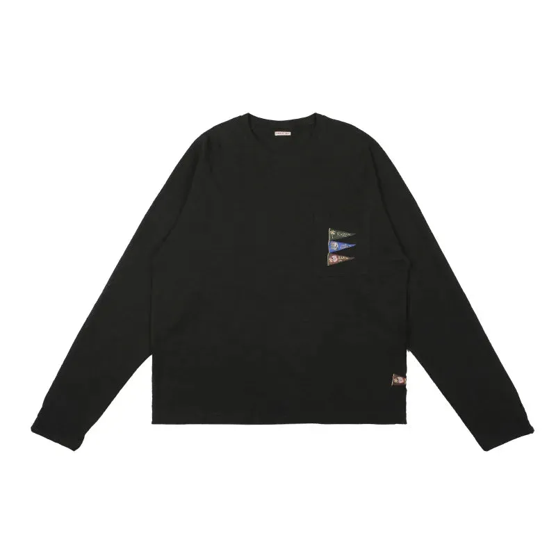 Hirata Hohiro Brand Tees with Four Flag Embroidery - Men's Long Sleeved T-shirt