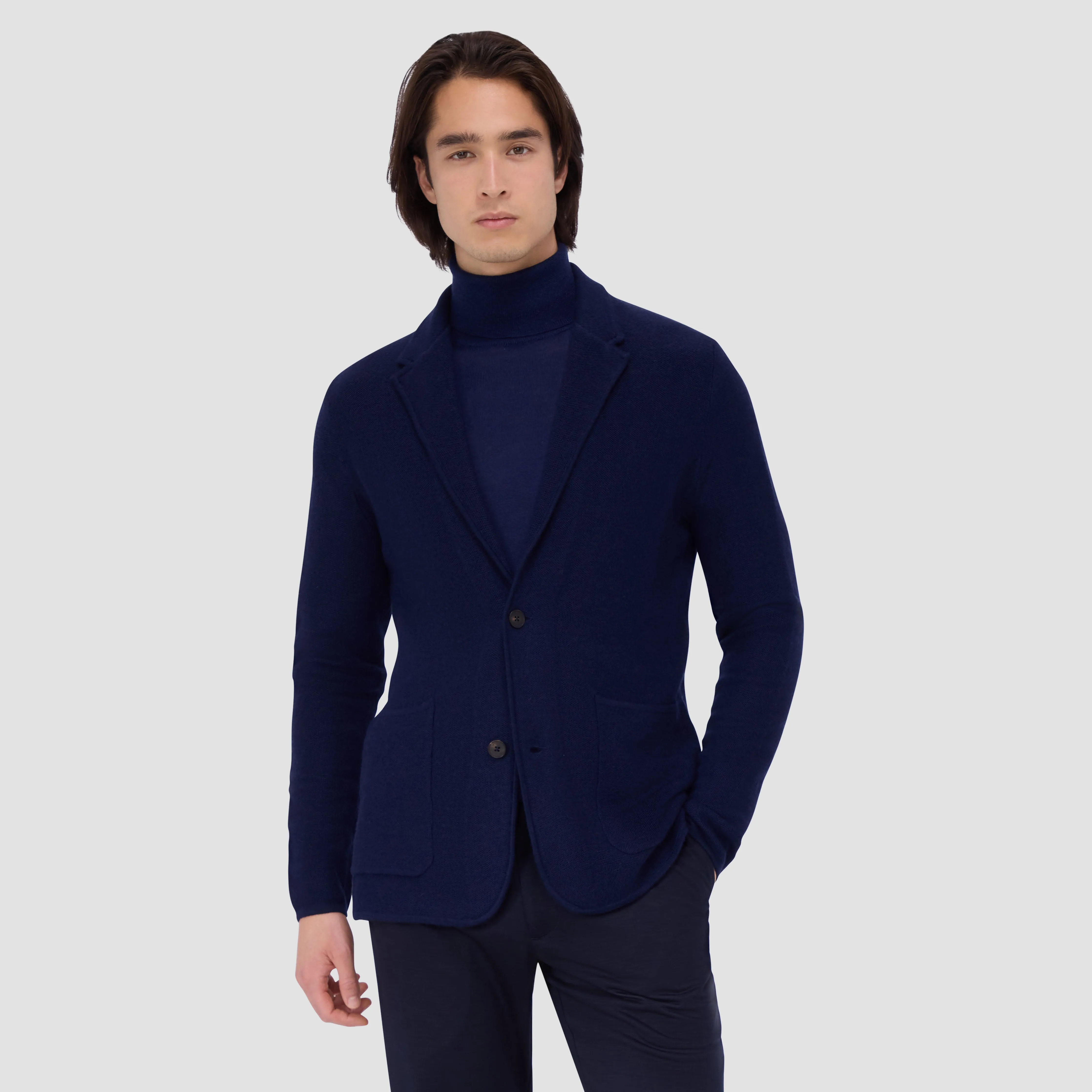 Honeycomb Stitch Two Button Knitted Blazer