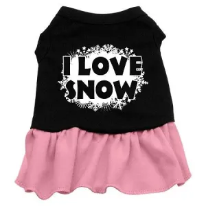 I Love Snow Screen Print Dress Black with Pink Med (12)