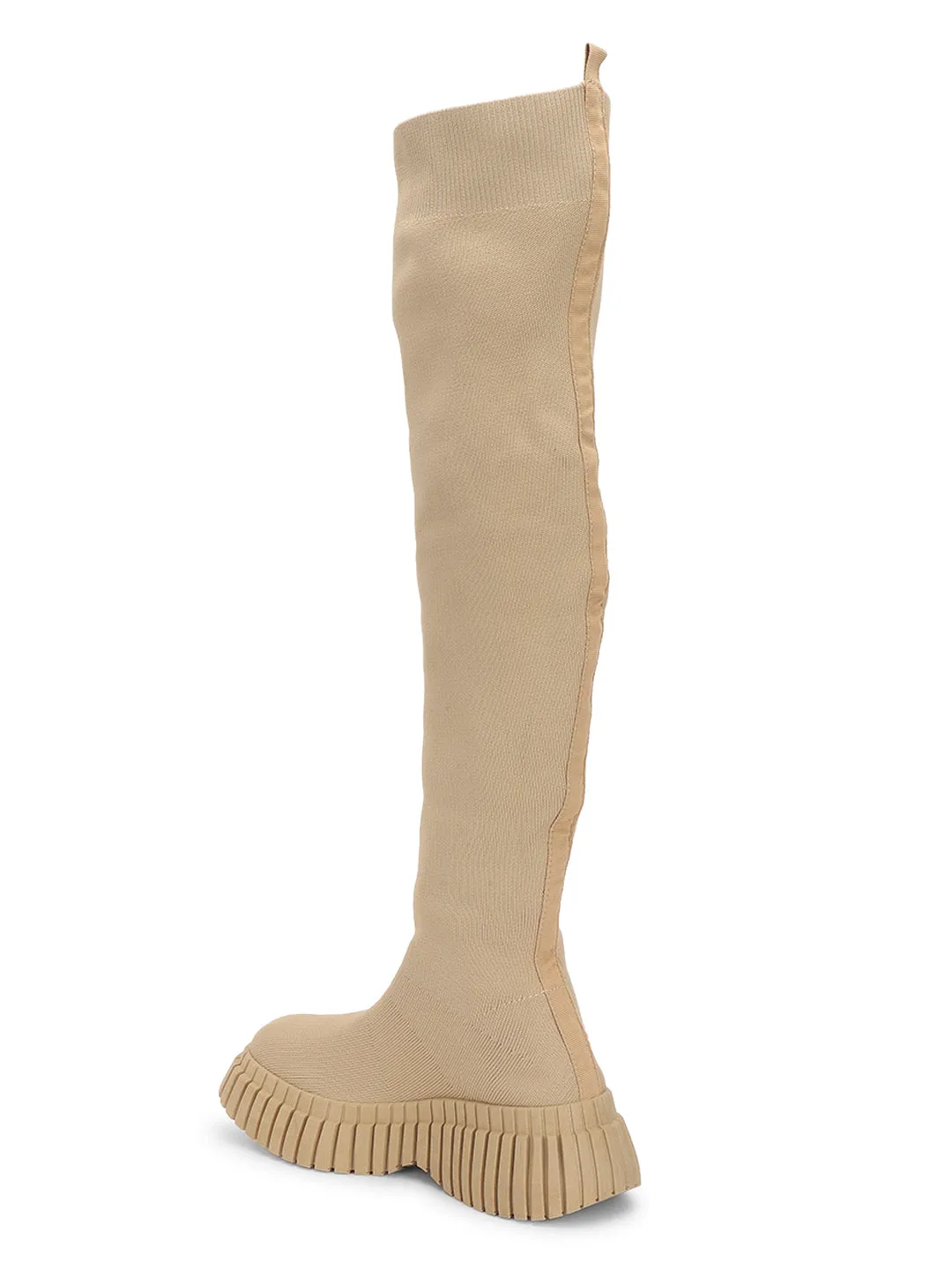 Khaki Knitted High-End-Fashion Stylish Knee Boots (TC-RS3669-KHA)