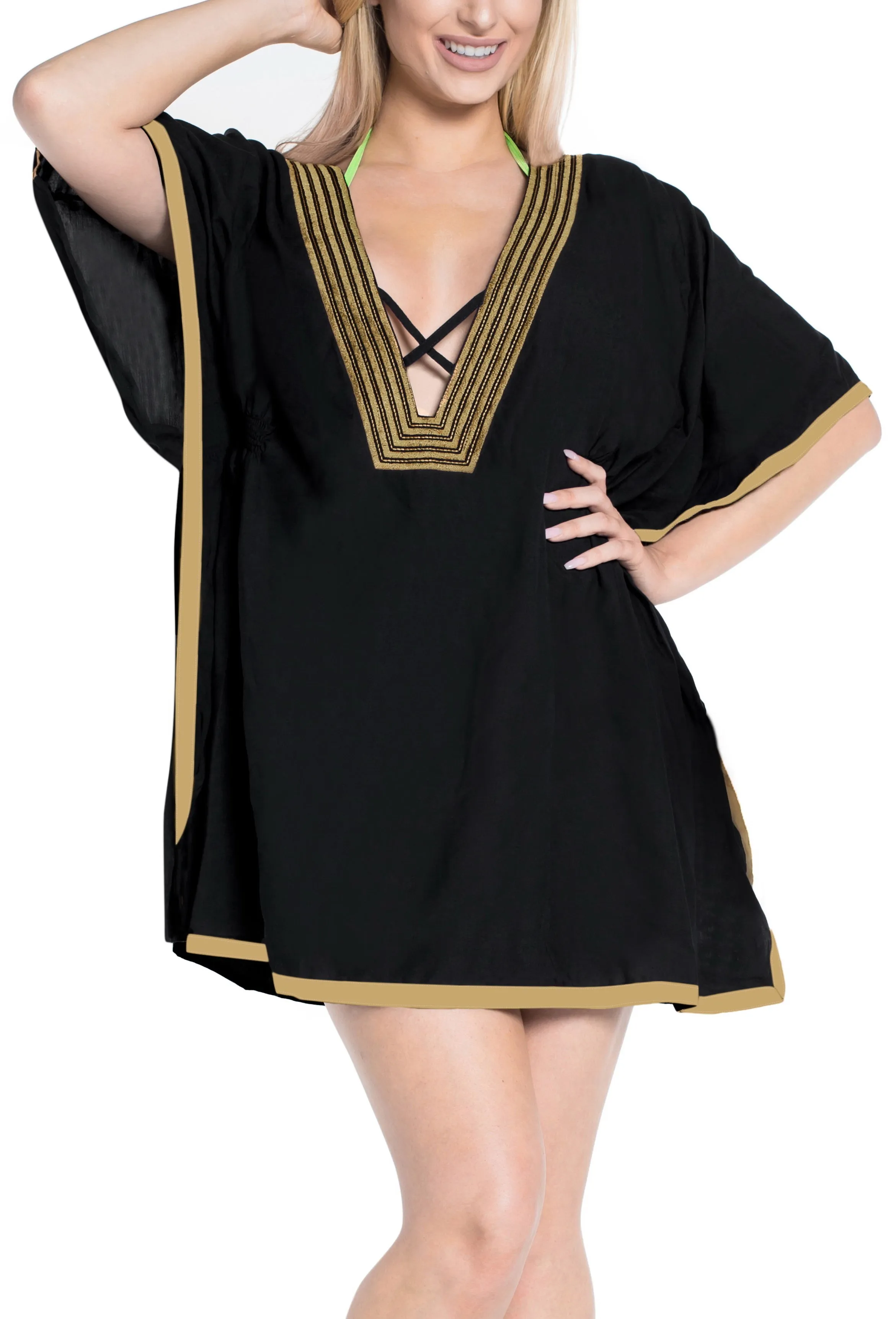 la-leela-bathing-suit-swim-beach-bikini-wear-swimsuit-cover-up-womens-embroidery   Black_n814 129136