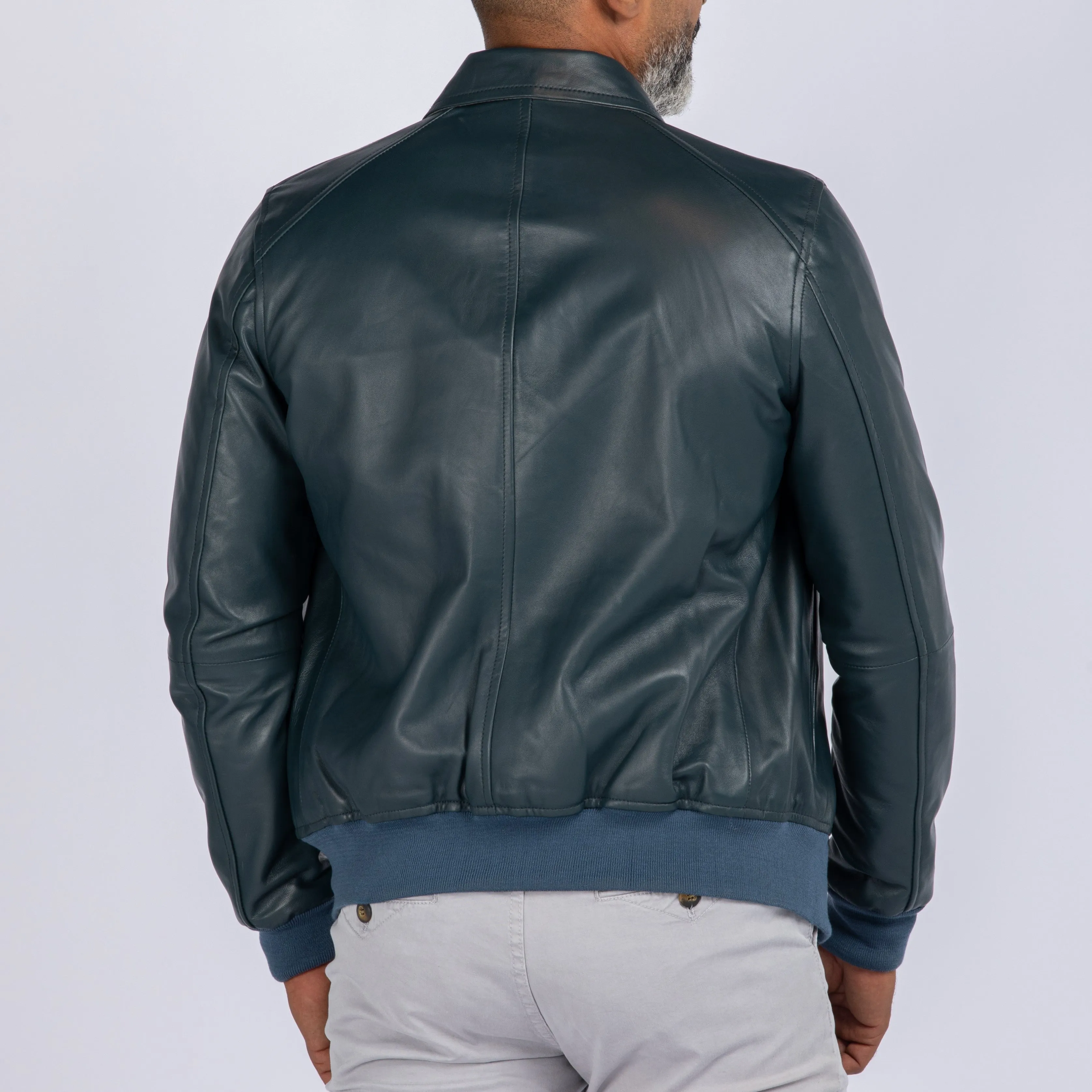 LAMB LEATHER COLLAR BOMBER JACKET