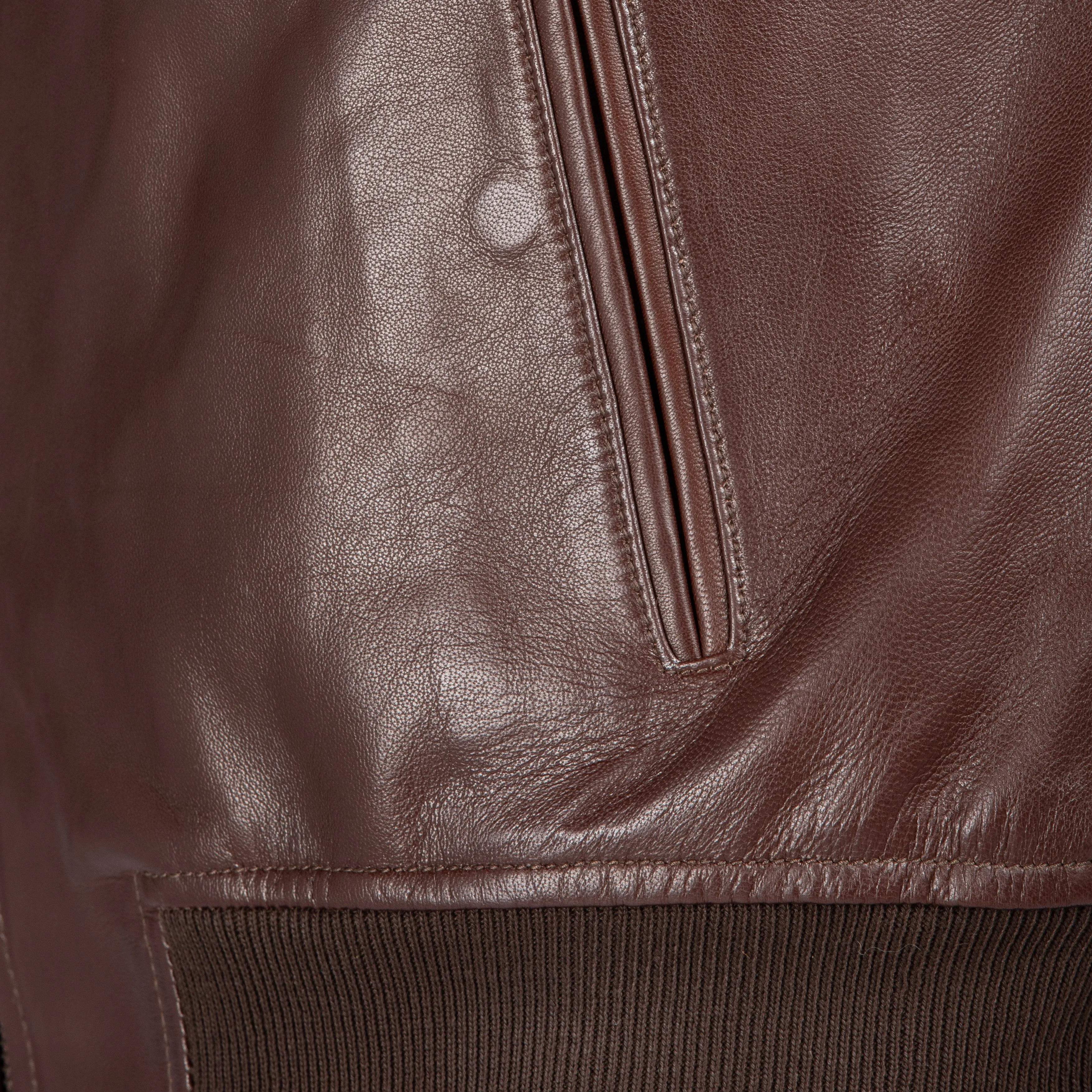 LAMB LEATHER COLLAR BOMBER JACKET