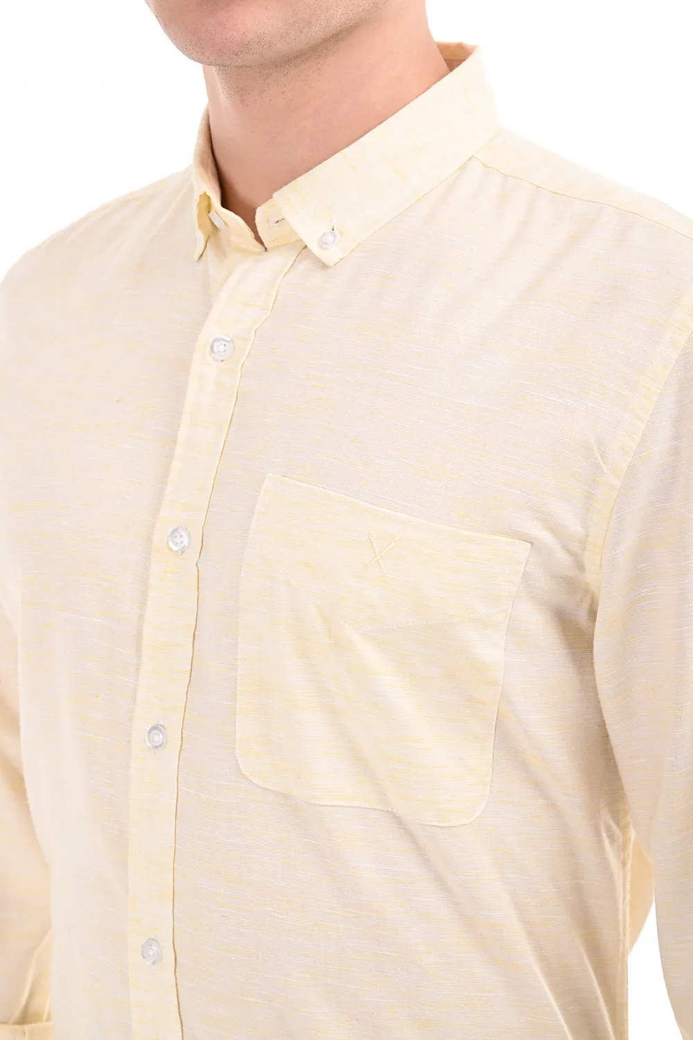 Light Beige Lenin Semi Formal Shirt