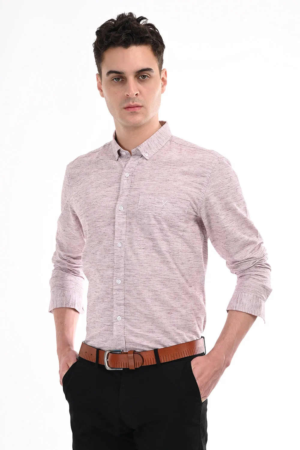 Light Pink Lenin Semi Formal Shirt