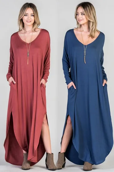 Long sleeve T-shirt maxi dress