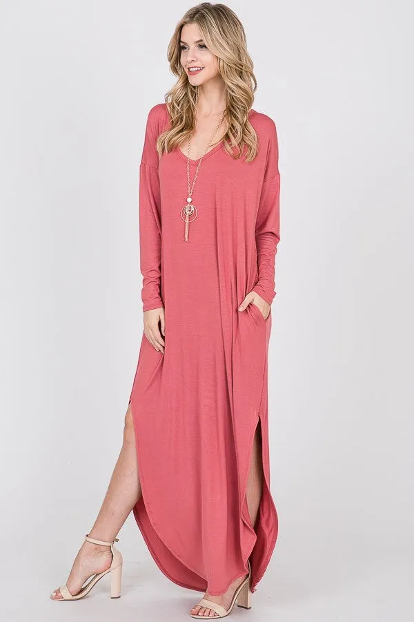 Long sleeve T-shirt maxi dress