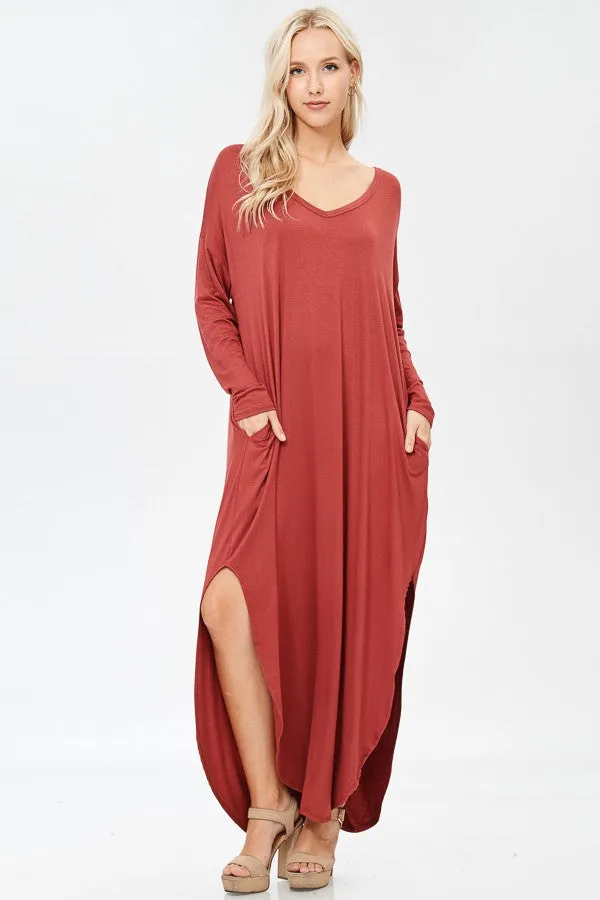 Long sleeve T-shirt maxi dress