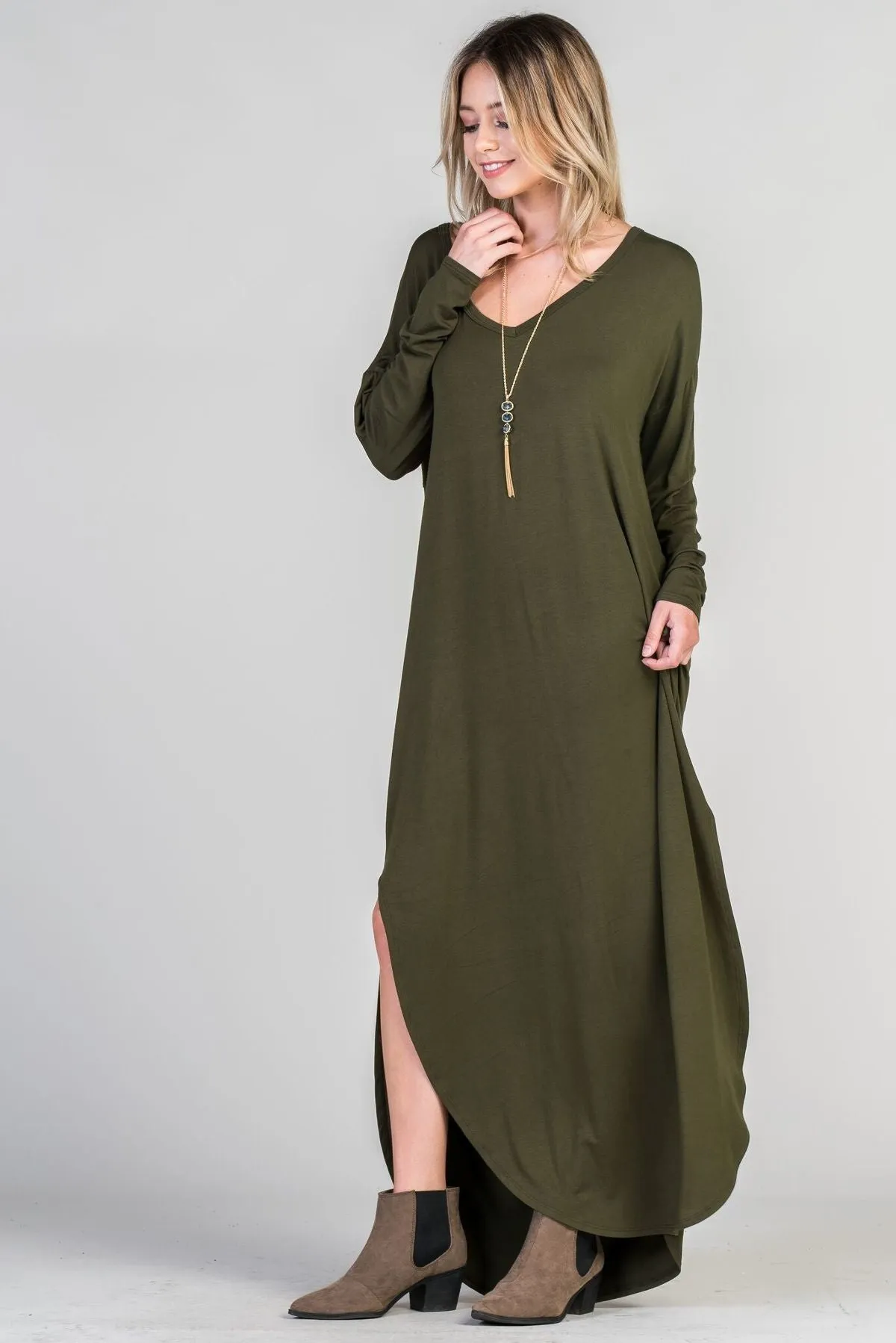 Long sleeve T-shirt maxi dress