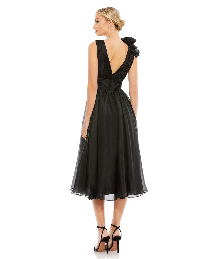 Mac Duggal Women's A-Line Plunging Ruffle Cocktail Dress ,  black