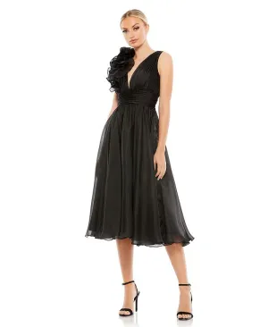 Mac Duggal Women's A-Line Plunging Ruffle Cocktail Dress ,  black