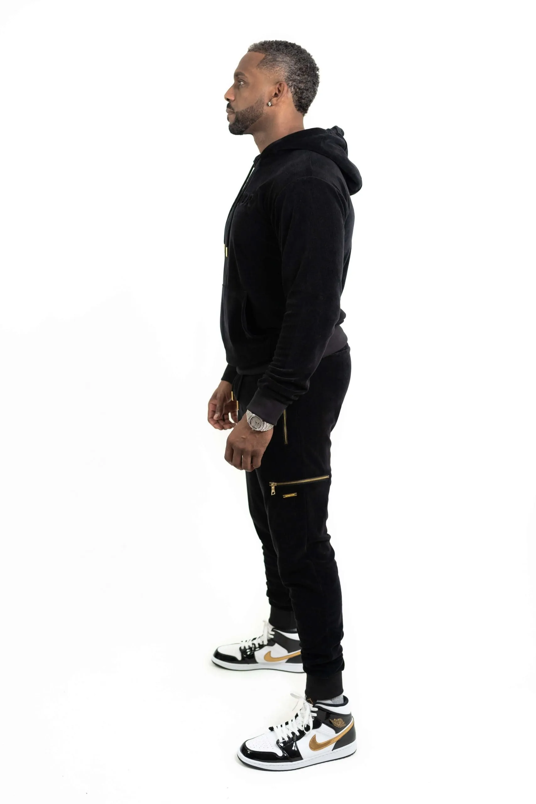 Men's Black Velour Joggers