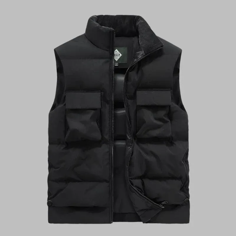 Men’s Waterproof Wind-Resistant Thickened Vest – High-Quality Warm Zippered Outerwear Gilet