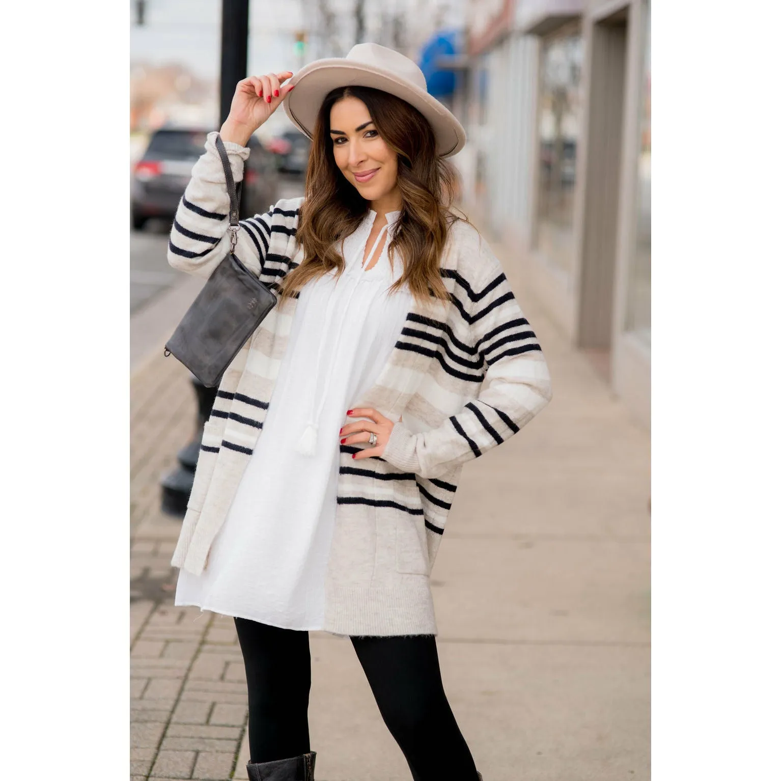 Oatmeal Striped Cardigan