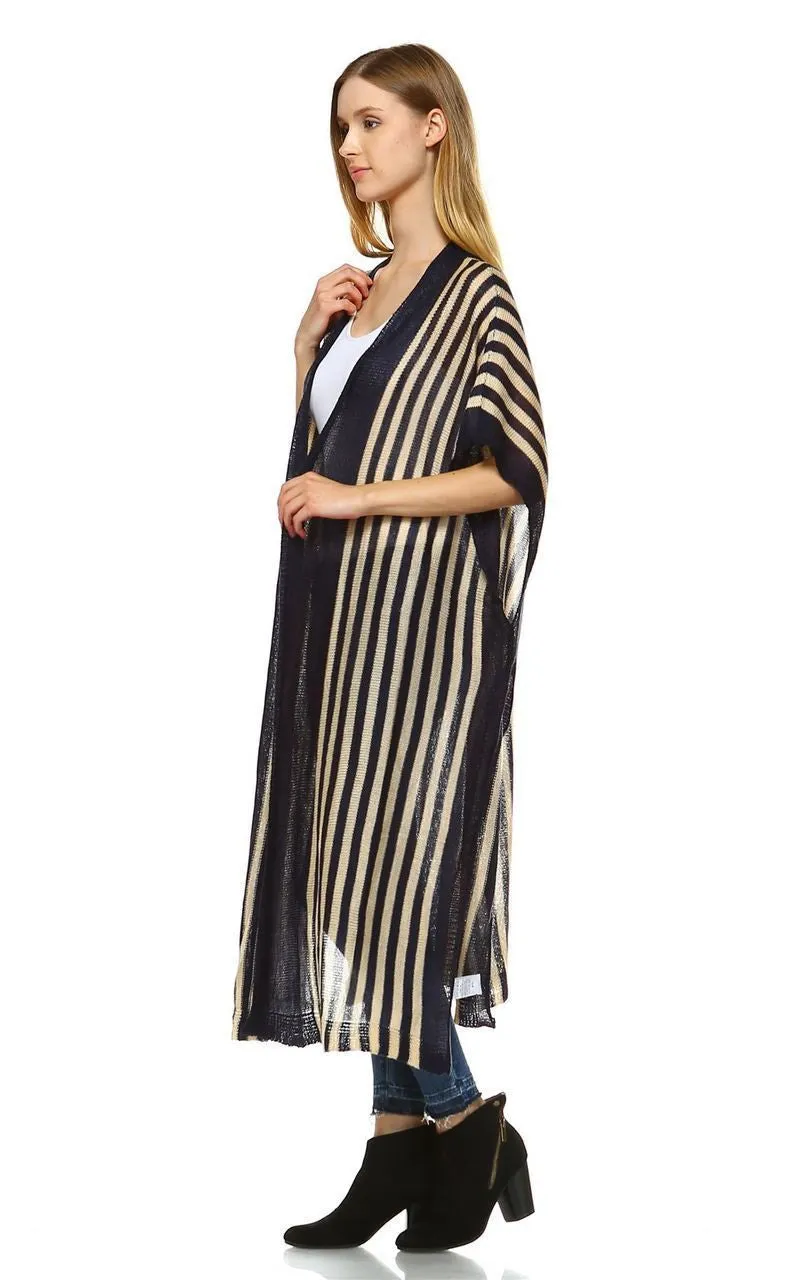 Plus Size Aztec Tribal Poncho Capes Wrap Cardigans Navy 1