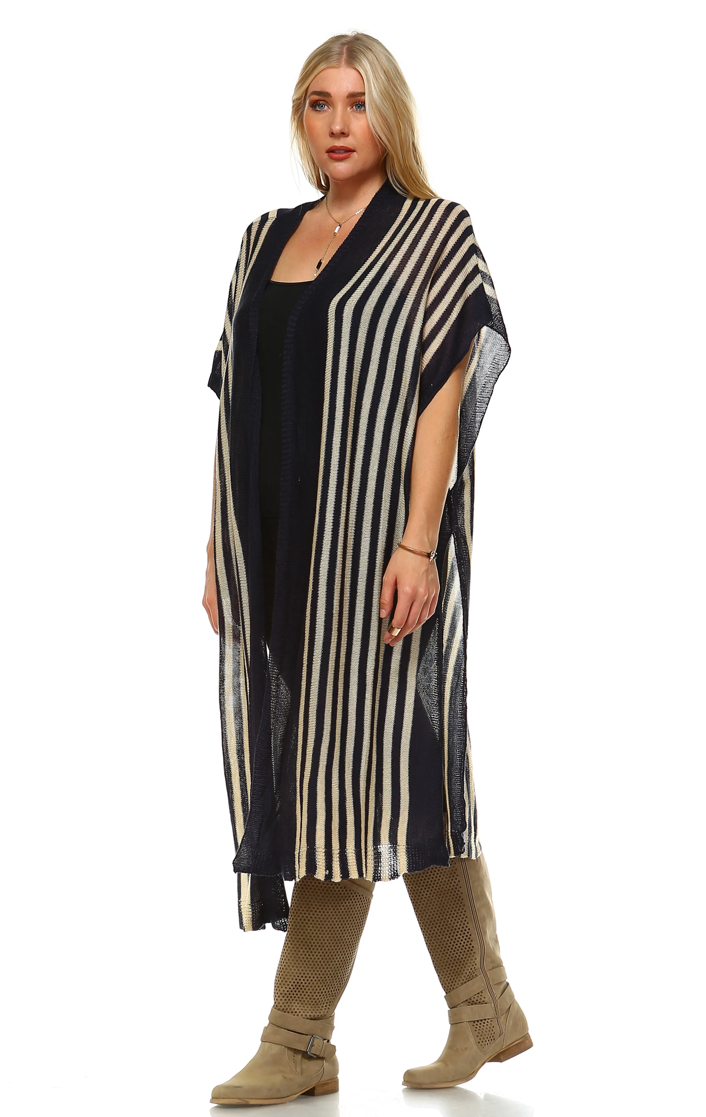 Plus Size Aztec Tribal Poncho Capes Wrap Cardigans Navy 1