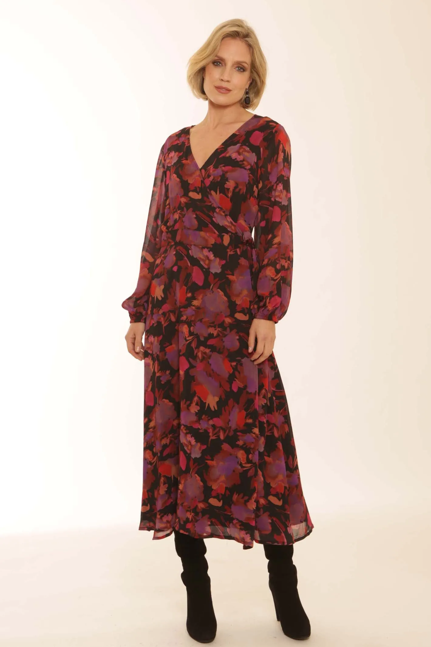 Pomodoro Clothing Floral Wrap Dress 82356