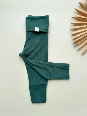 *Preorder* Fold-Over Footie Bamboo Leggings | Pine