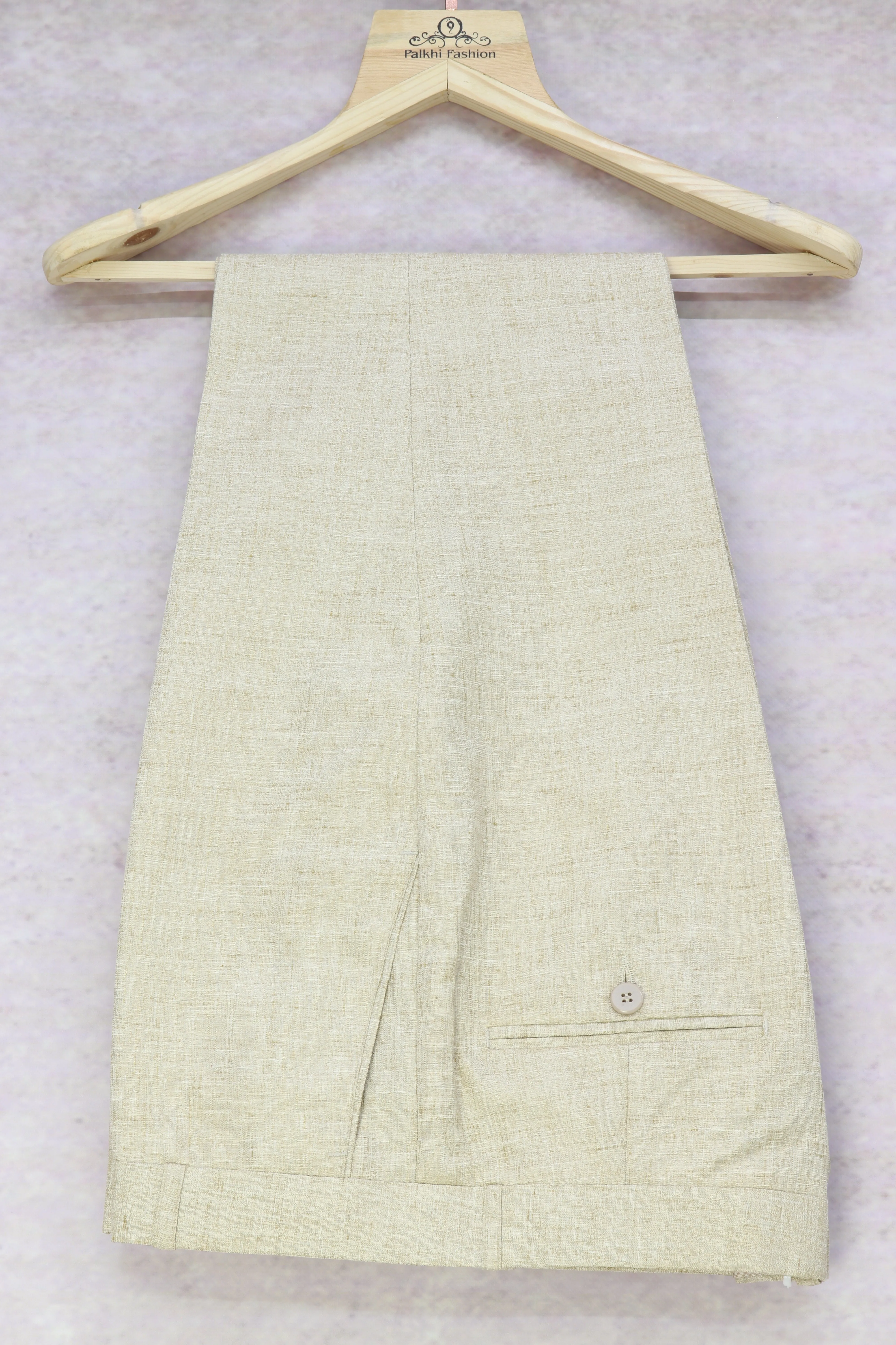 Pure Linen Beige Jodhpuri Suit From Palkhi Fashion