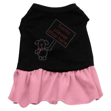 Santa Stop Here Rhinestone Dress Black with Pink XXXL (20)