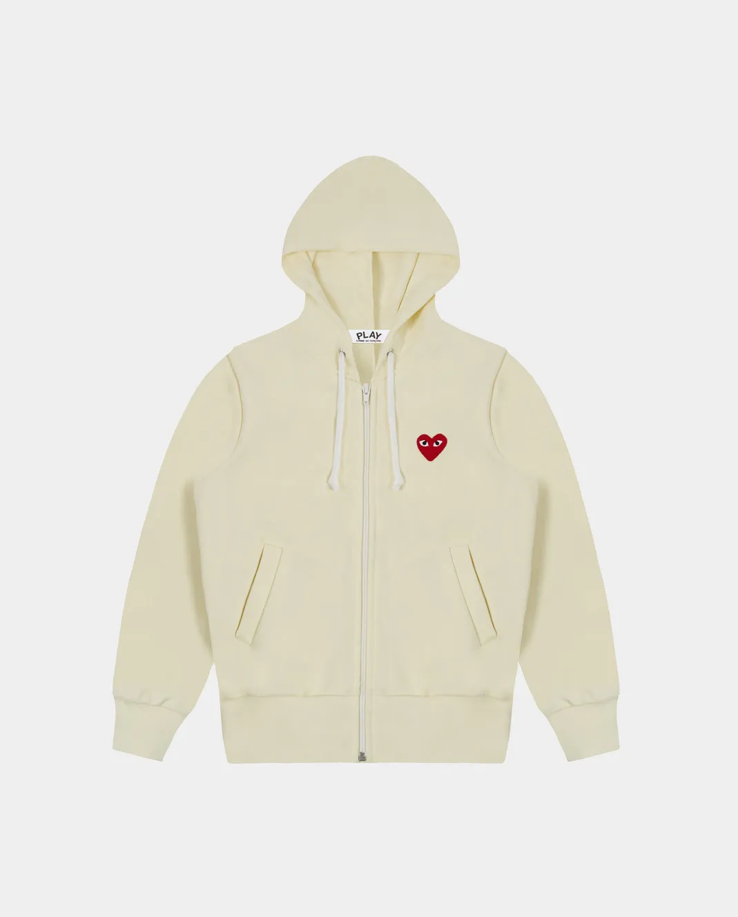 T171 RED HEART ZIP UP HOODIE / IVORY