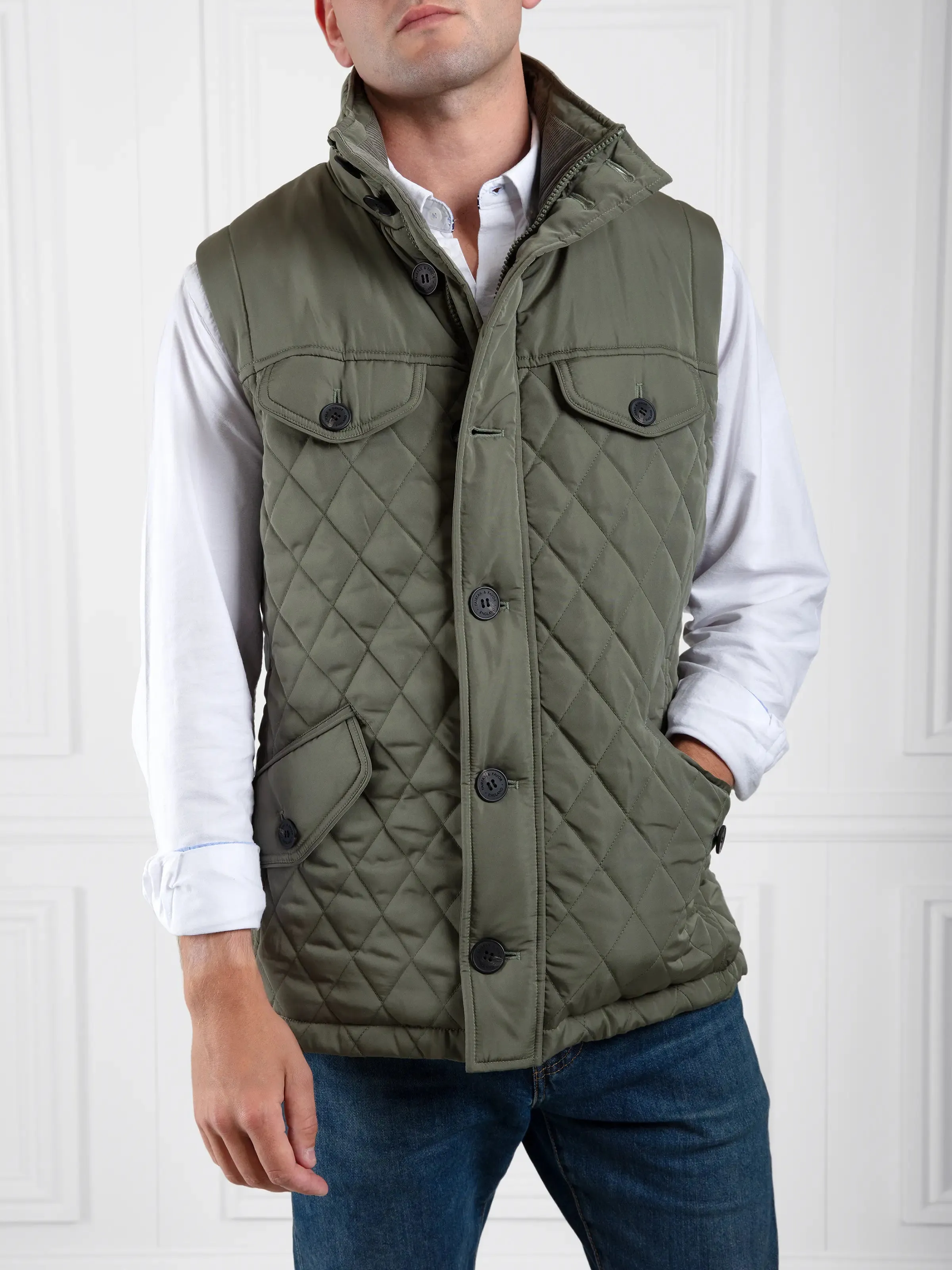 The George Quilted Gilet (Vest) - Sage