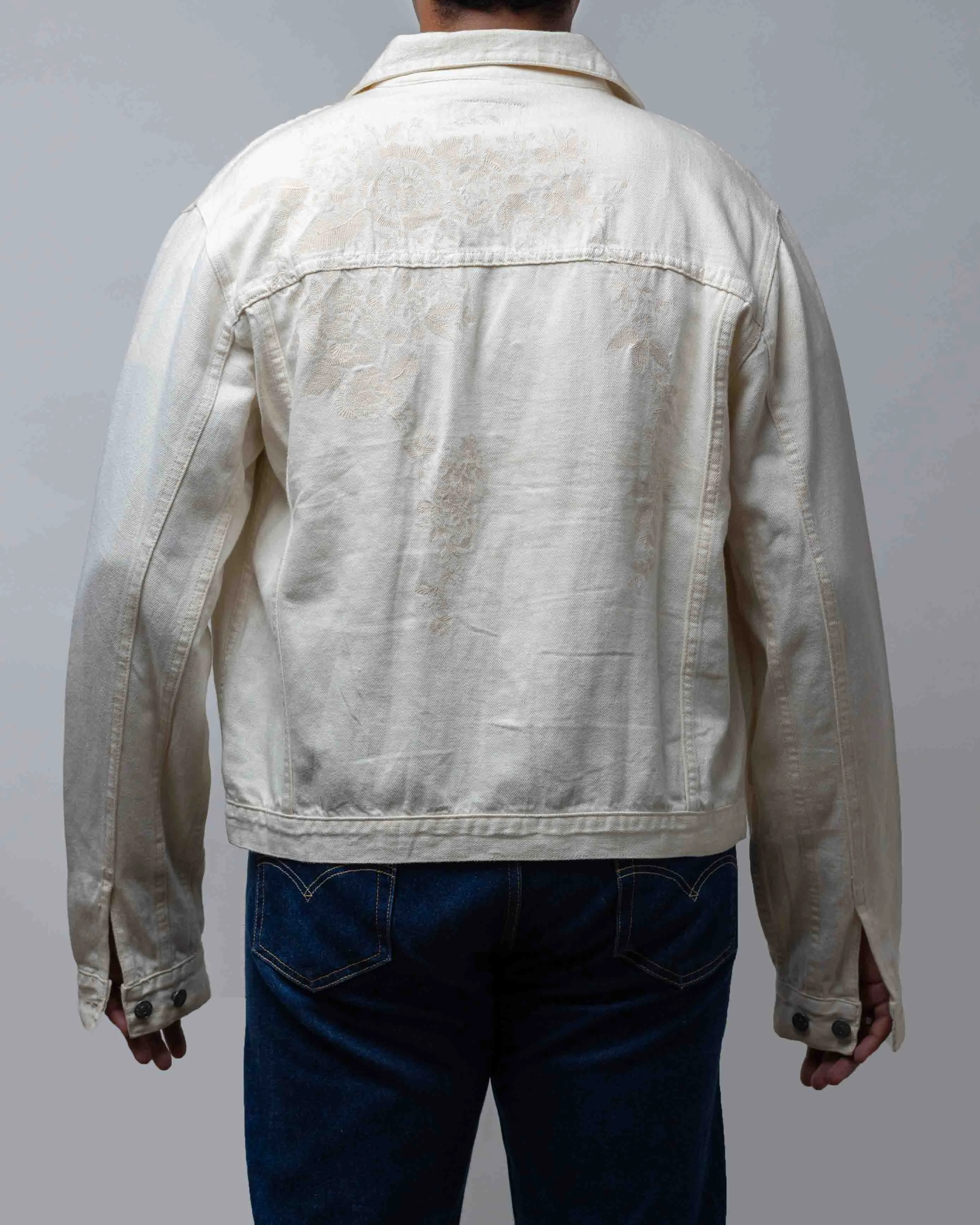 Vintage Polo Ralph Lauren White Embroidered Denim Jacket